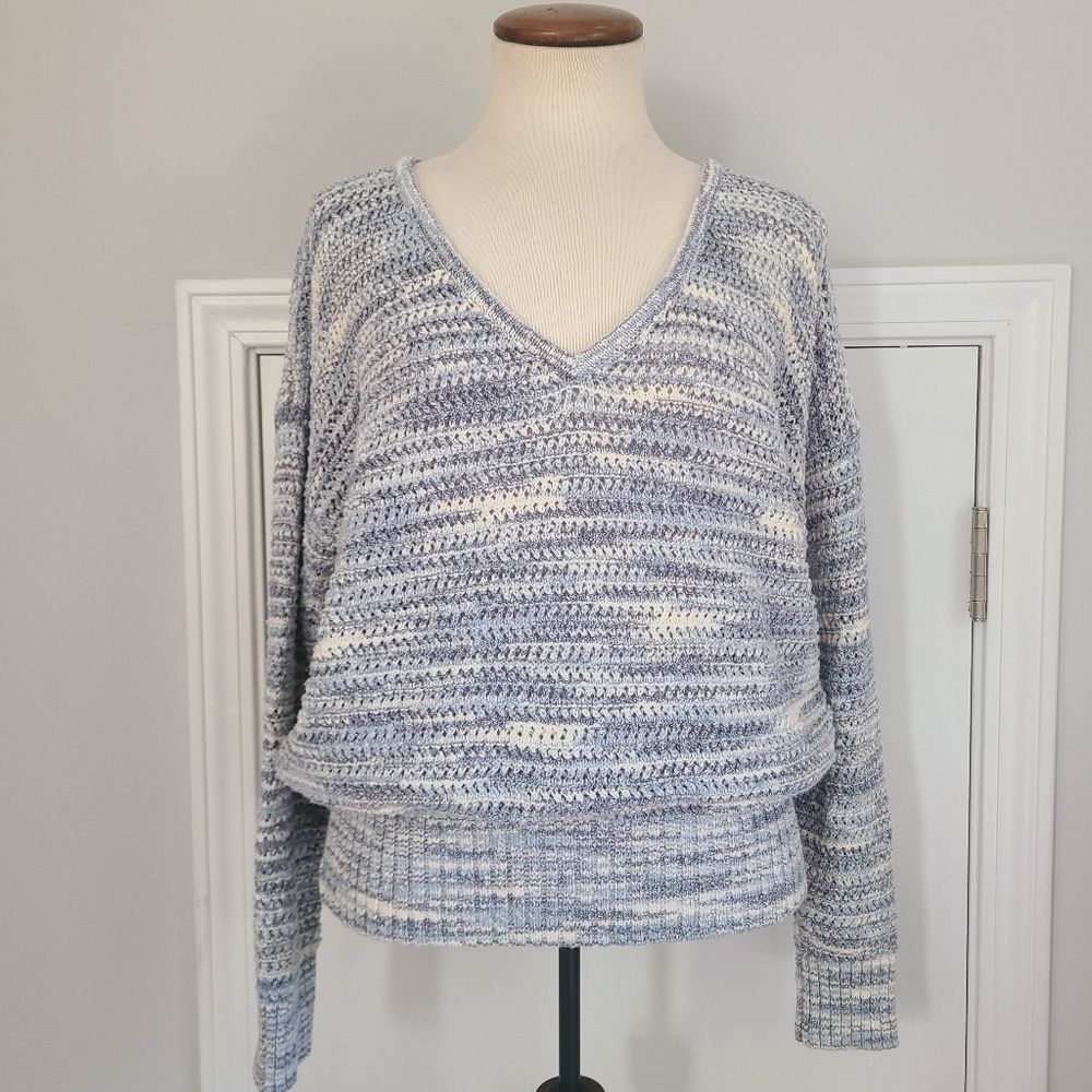 Madewell Sweater Size M Southbrook Preppy Space Dyed Open Stitch Pullover V-neck